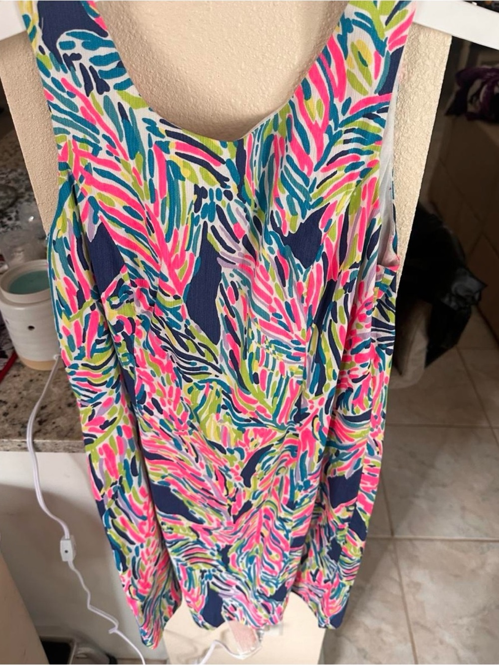 Lilly Pulitzer Neon Pink, Navy & Aqua Printed Sleeveless Dress